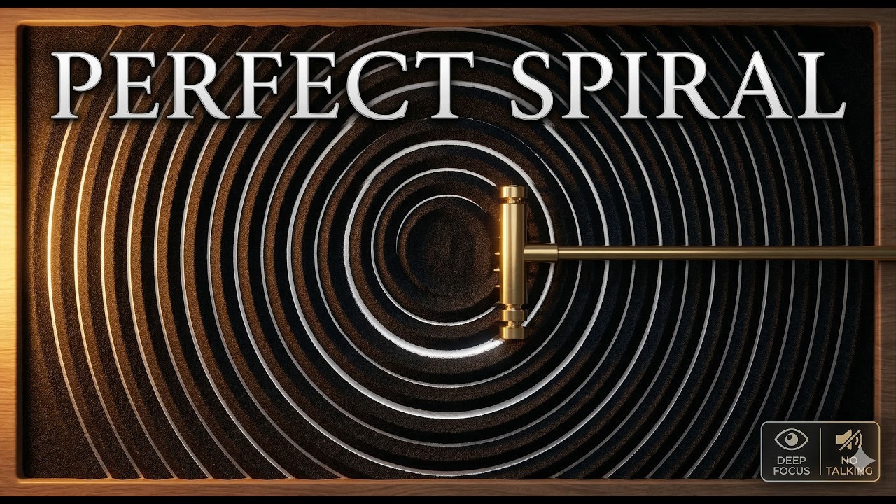 1 HOUR Fibonacci Zen Garden 🌀 Obsidian Sand & Brass Rake | 4K Deep Focus ASMR