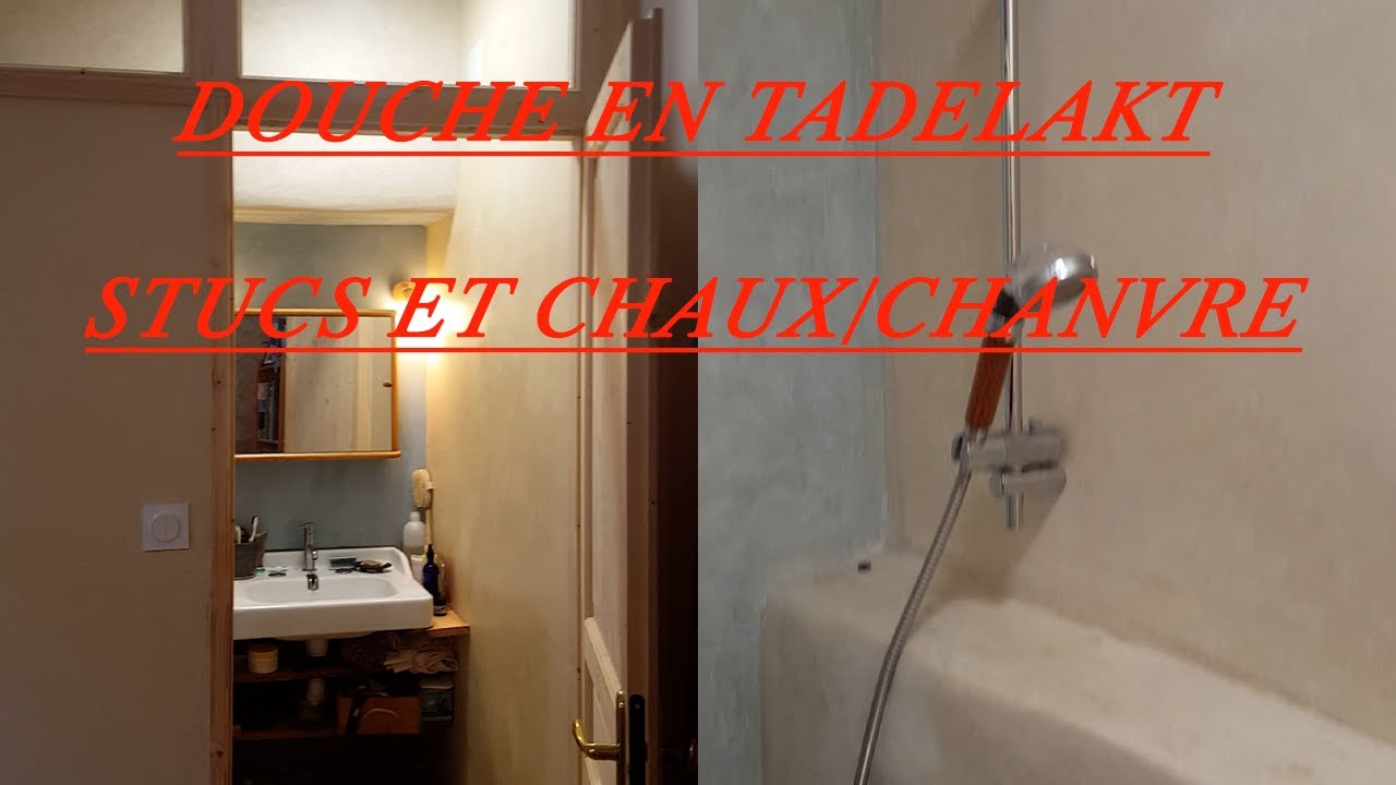Douche en Tadelakt à la chaux de Marrakech, sur support briques,