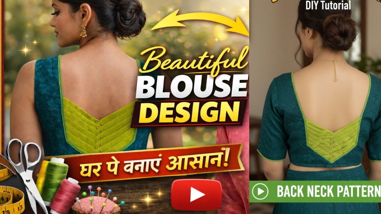 Trending V Shape Blouse Back Neck Design | Easy Cutting & Stitching 