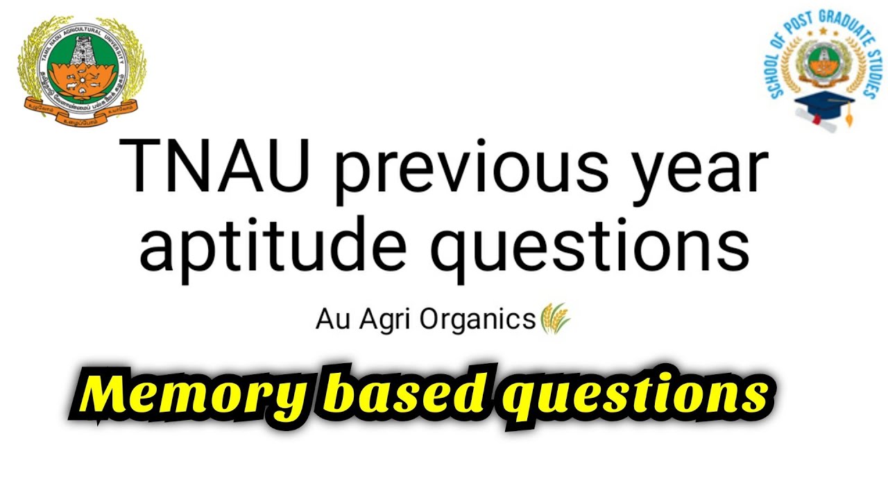 TNAU previous year aptitude questions | TNAU entrance exam preparation 2022