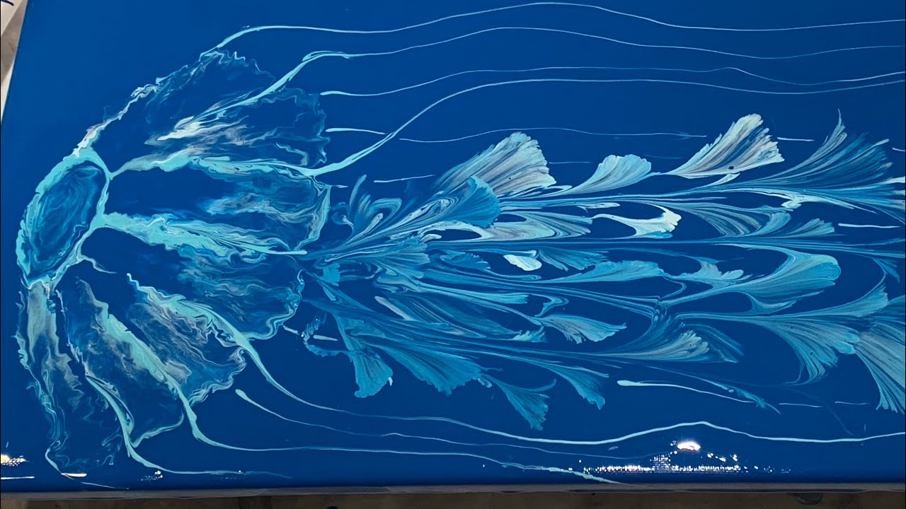 (146) Jellyfish #2 Using String Pull and Blowing Fluid Art Techniques - Acrylic Pouring