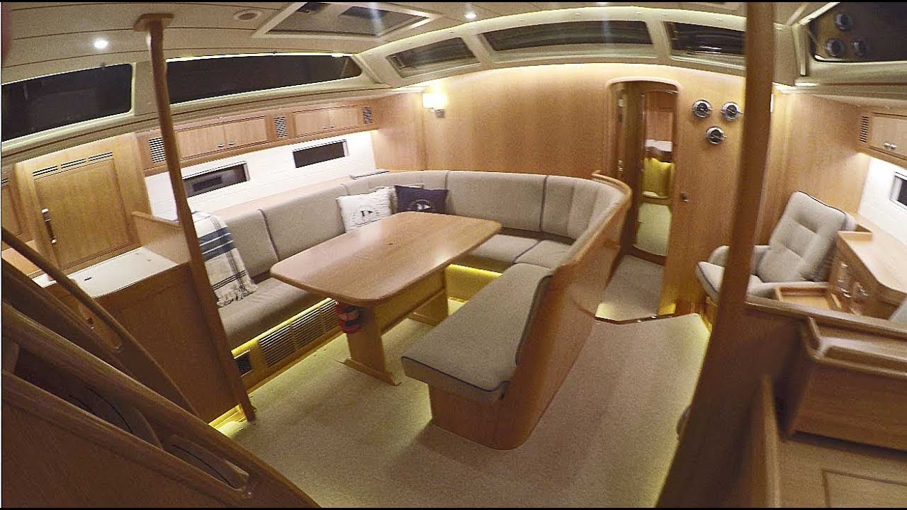 Hallberg-Rassy 64 walk through with interior in European oak