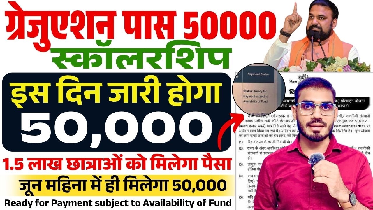 Graduation पास स्कॉलरशिप 50000 इस दिन मिलेगा | Graduation Pass 50000 Scholarship Kab Milega