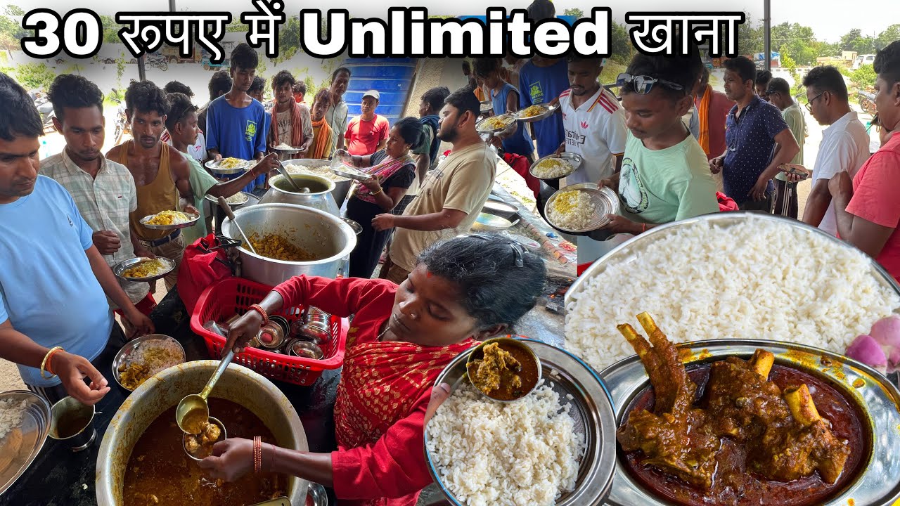 गरीबों का 5 Star होटल जो खिलाते Rs30 मे Unlimited खाना||मीट मुर्गा सब दुकान मे ही कटता|Chicken Thali