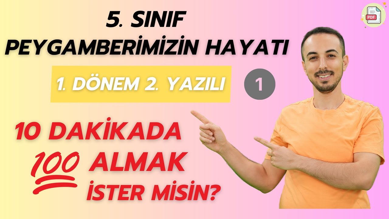 5. Sınıf Peygamberimizin Hayatı 1. Dönem 2. Yazılı