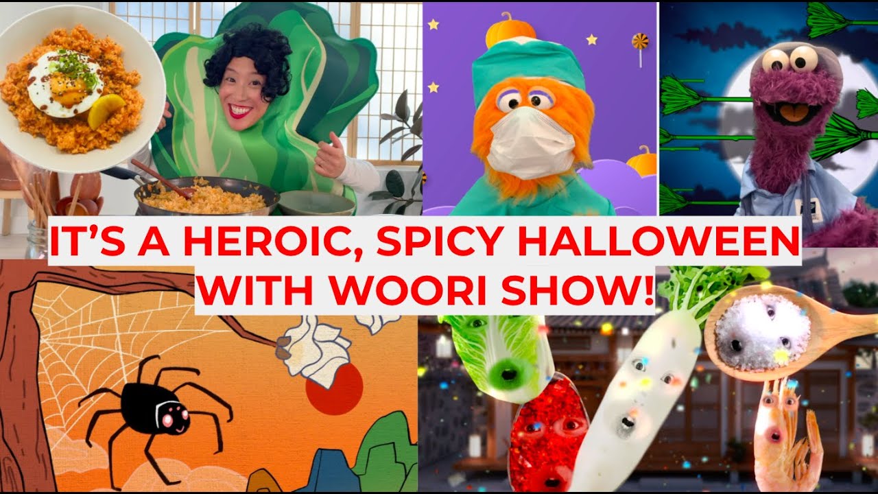 HALLOWEEN FUN IN KOREAN / KIMCHI FRIED RICE, KPOP,  PUPPETS / CHILDREN'S LEARNING SHOW