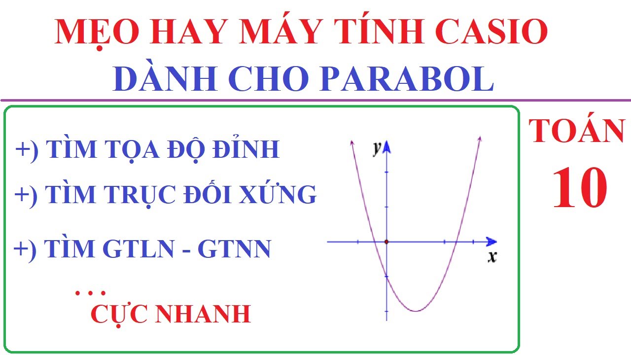 TOÁN LỚP 10 - MẸO TÌM TỌA ĐỘ ĐỈNH VÀ TRỤC ĐỐI XỨNG CỦA PARABOL BẰNG MÁY TÍNH CASIO