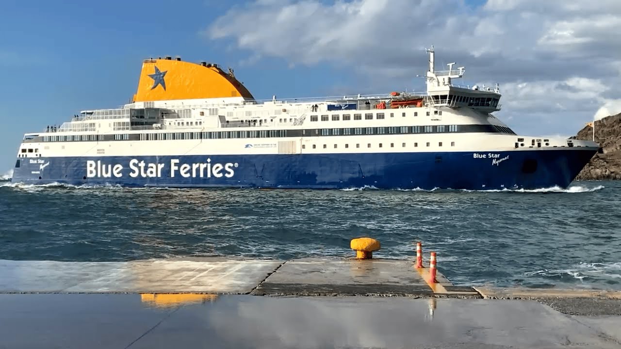 Blue Star Myconos: Άφιξη και αναχώρηση από το λιμάνι της Μύρινας με άστατο καιρό