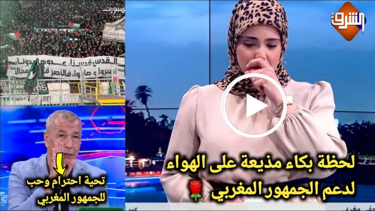 لحظة بكاء مذيعة عربية علي الهواء بعد رؤية تيفو الكورفاسود لدعم الشعب الفلسطيني🌹