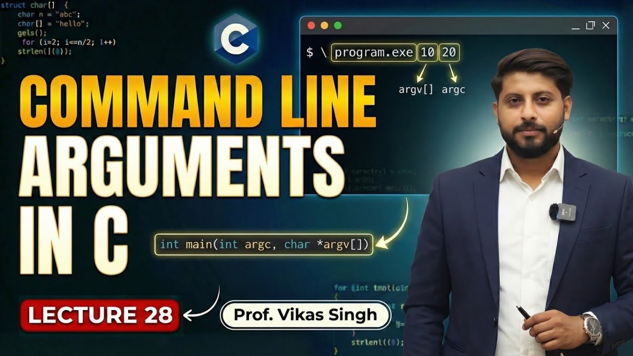 Lecture 28: Command Line Arguments in C | Vikas Singh