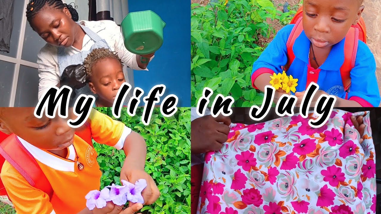 JULY VLOG|Cook with me + I got new fabrics + I dyed Kamsi's hair + Kamsi loves picking flowers 💐 😊