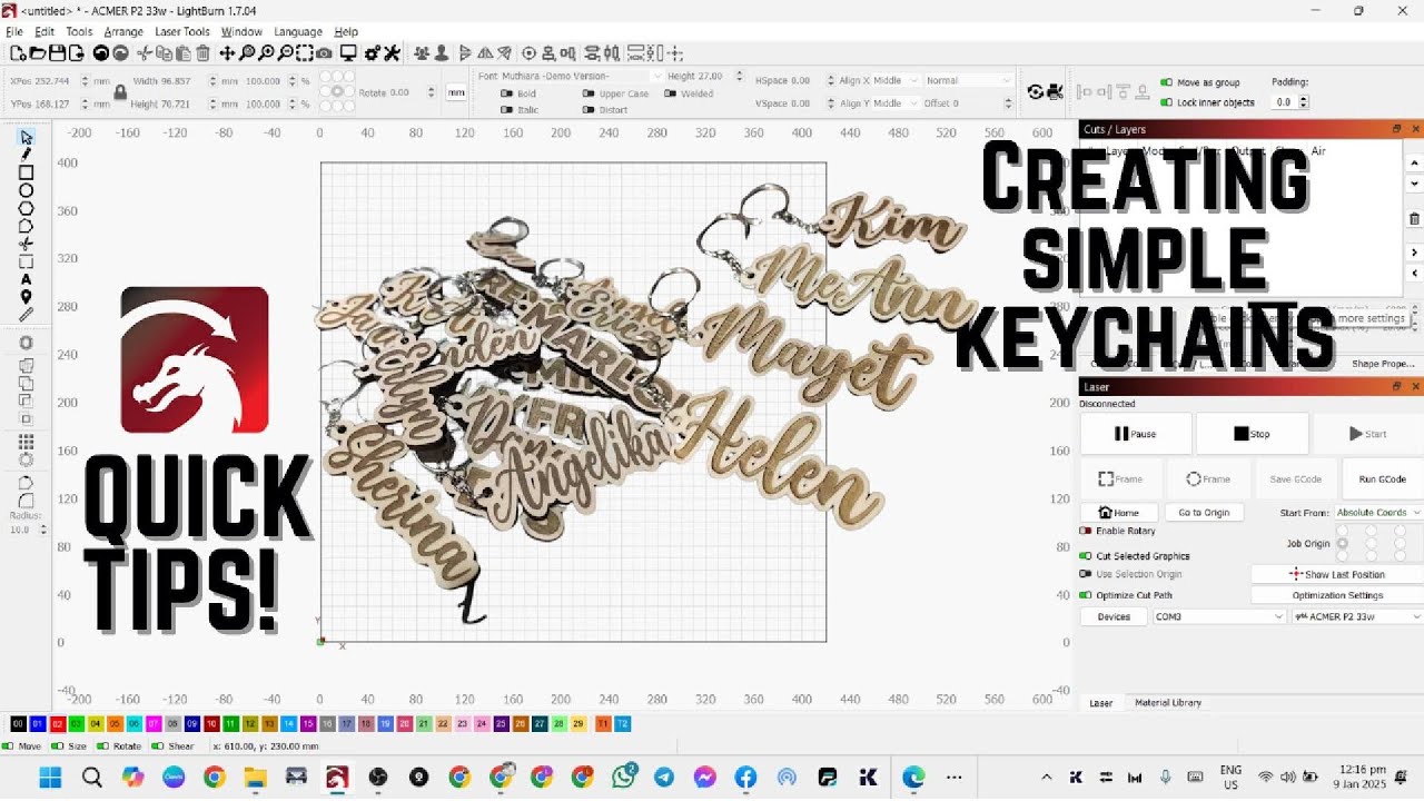 Designing Simple Custom Keychains with LightBurn!