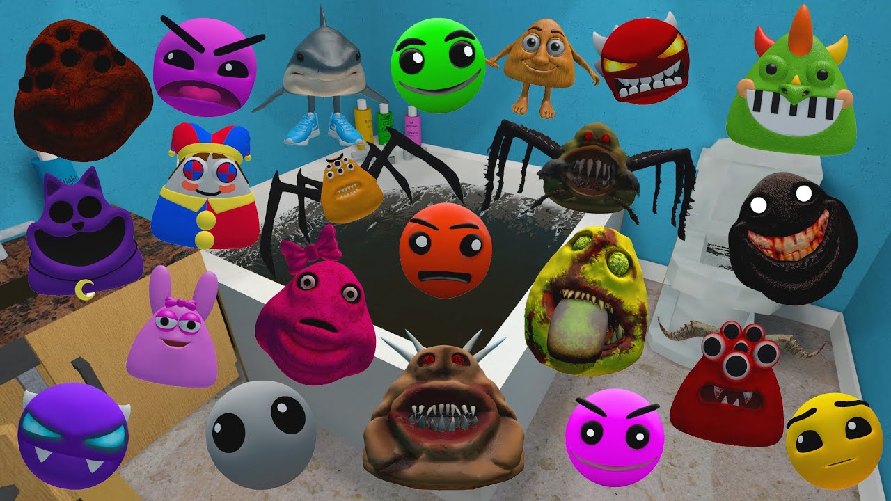 УНИЧТОЖЬТЕ ВСЕ 3D СЕМЬИ МЕСТИ ПОУ БОУ И СЕМЬИ ГЕОМЕТРИ ДЭШ ИЗ ROBLOX В ВАННОЙ КОМНАТЕ Garry's Mod