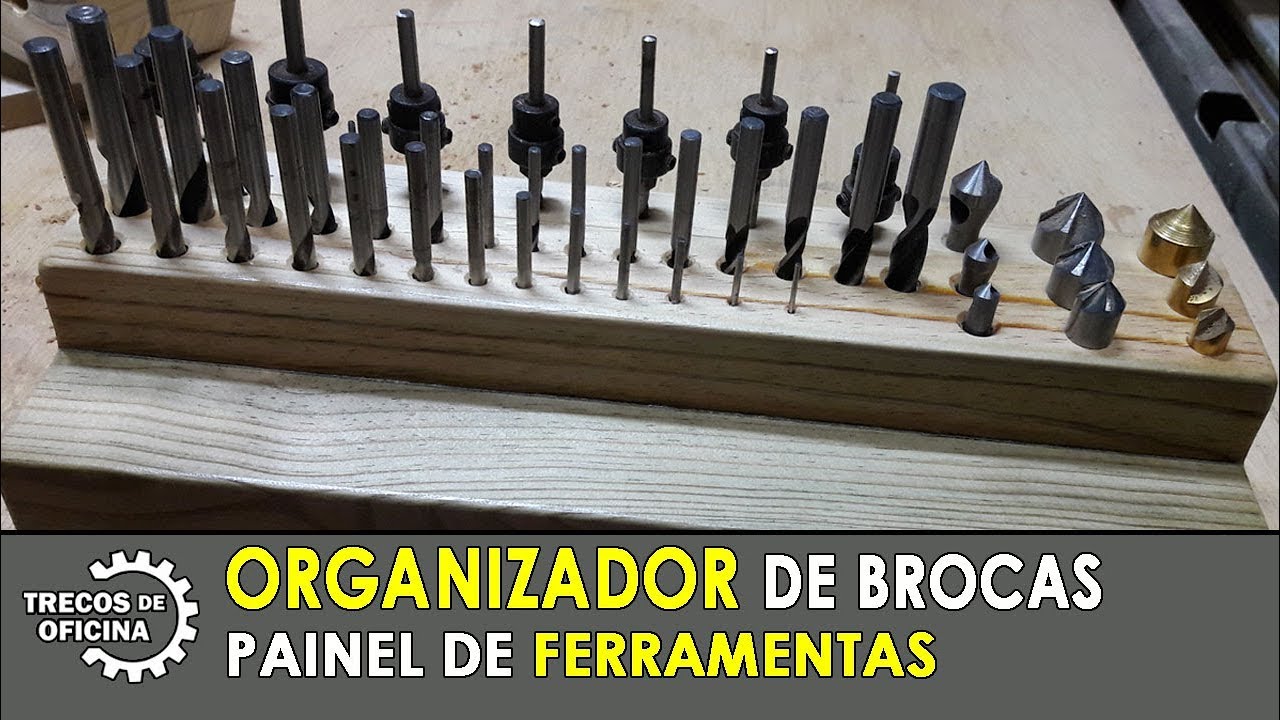 Brocas Organizadas em Painel de Ferramentas. Faça você mesmo.