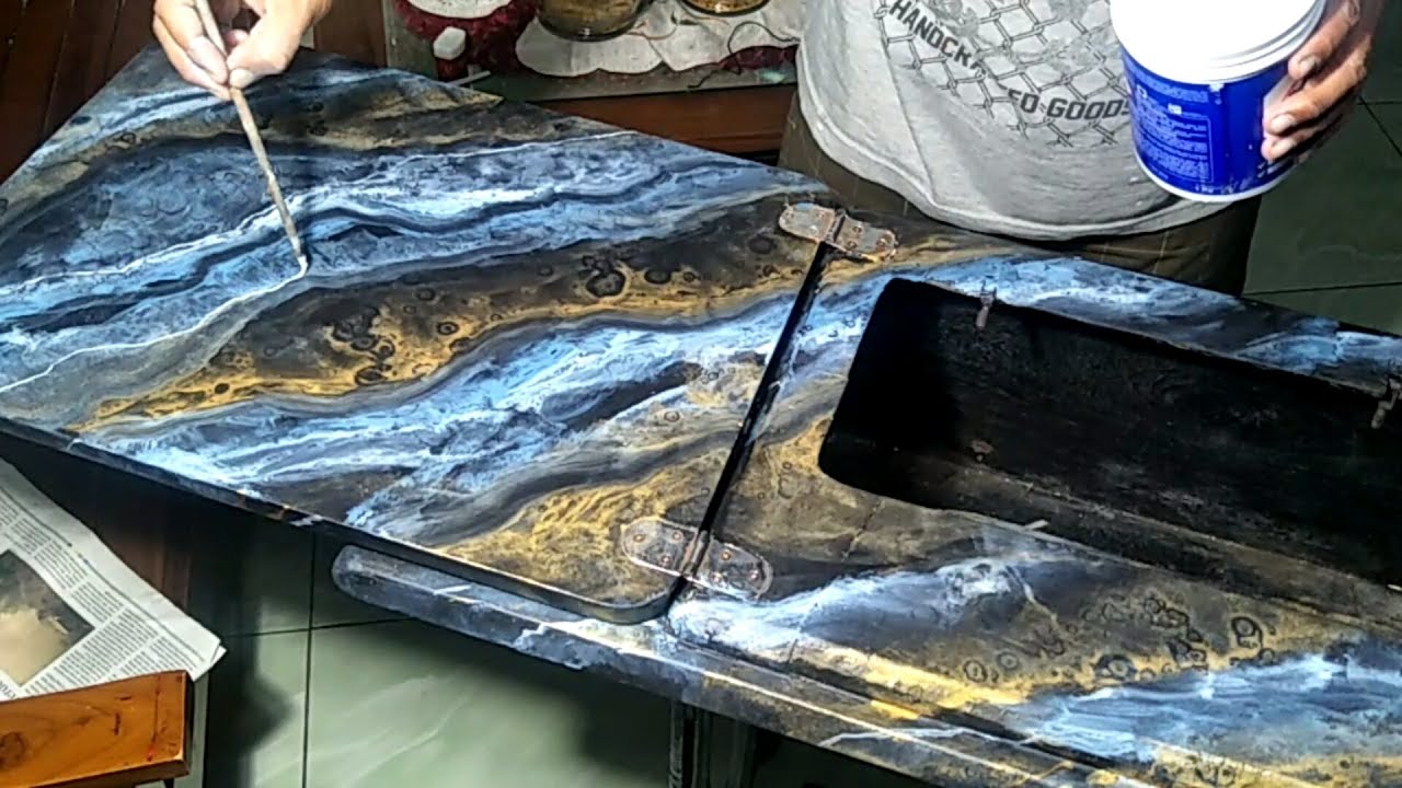 Cara Membuat motif Marmer di Meja Mesin Jahit !! Sewing Table Marble Motif