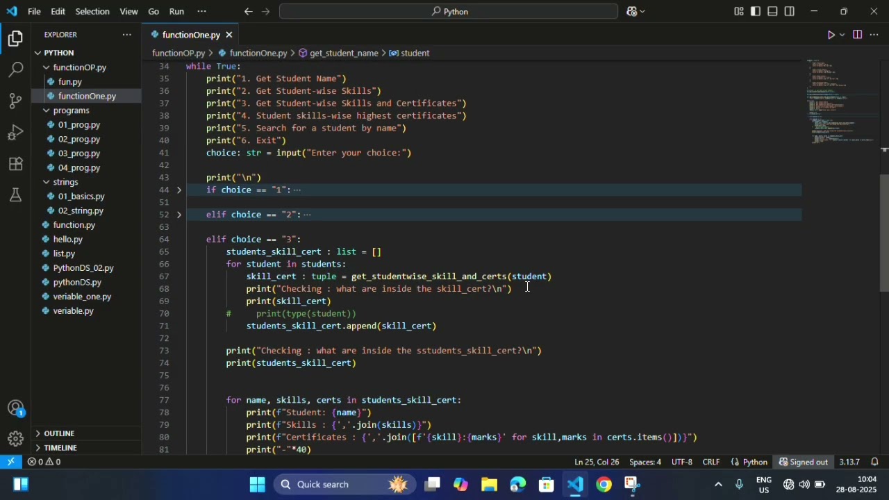 |Python Tutorial | #02_prog | Python Menu Driven Program | Student Management System with Functions