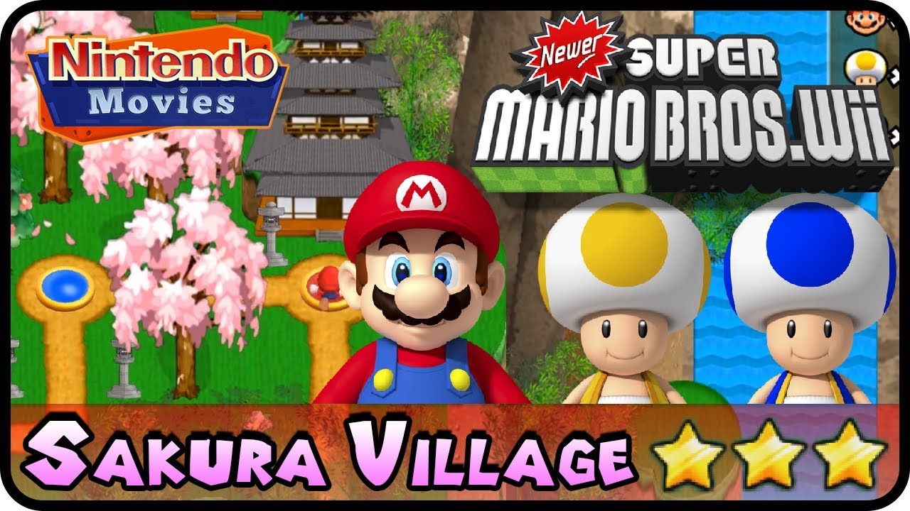 Newer Super Mario Bros. Wii - World 4 - Sakura Village (100%, Multiplayer)