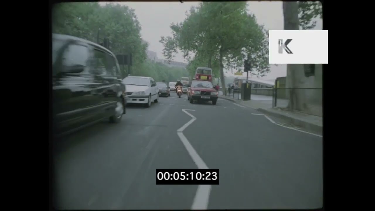 2000s London Embankment Driving Big Ben 35mm