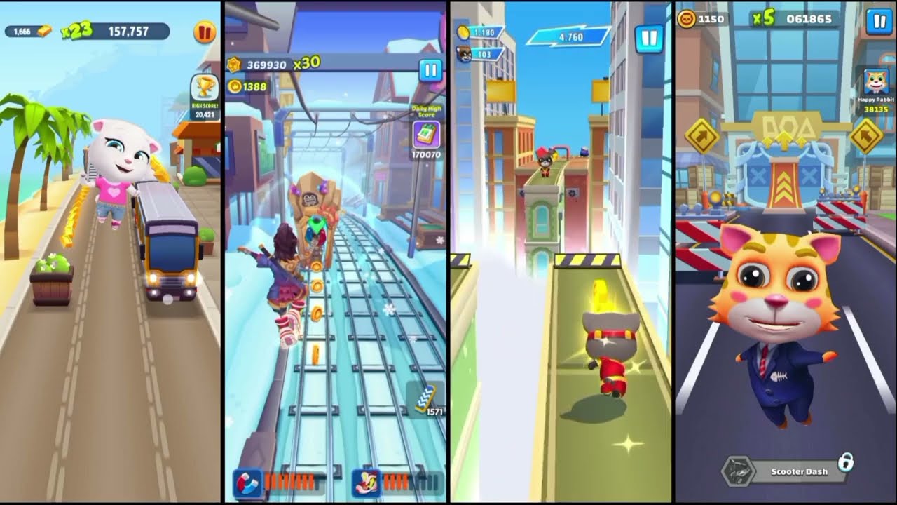 talking tom gold run 🆚 Subway princess runner 🆚 talking tom hero dash 🆚 cat runner gameplay 