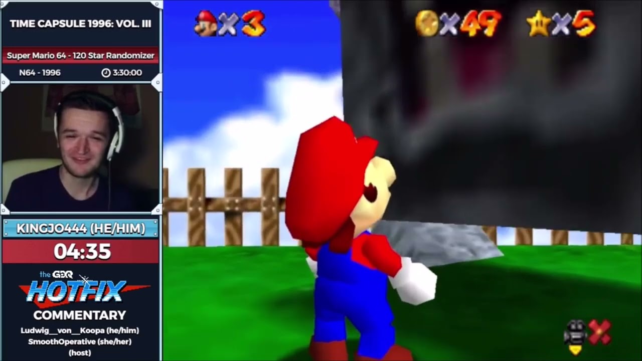 GDQ Hotfix | Super Mario 64 Randomizer - 120 Stars in 3:13:33 By Kingj0444!