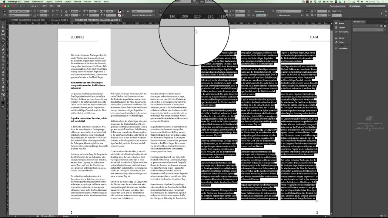 Texte einfließen lassen und bearbeiten in Indesign