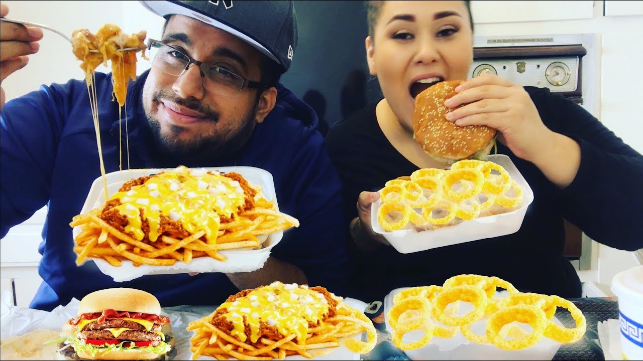 먹방 Crunchy ONION RINGS, CHEESY Chili Cheese Fries & Cheesebuger Mukbang / Eating Show