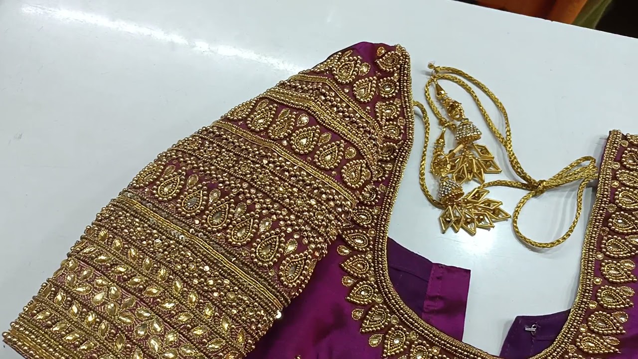 Bridal Blouse Designer || Aari Work Elbow Sleeve Blouse