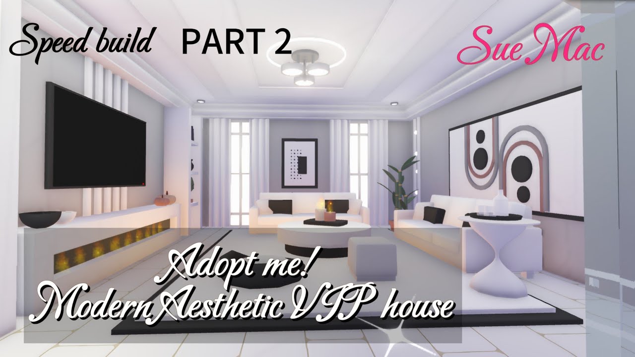 👑PART 2 - My modern aesthetic V.I.P. house (kitchen & living room) - Adopt me! - speed build