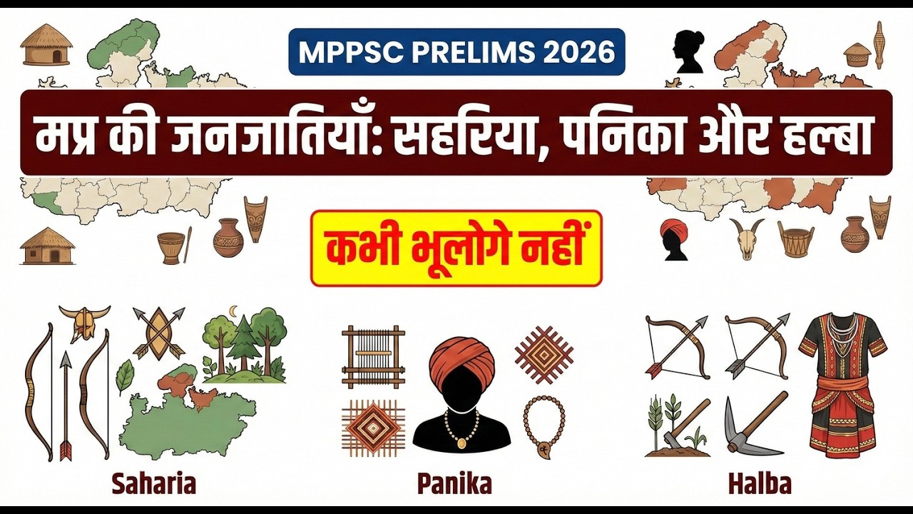 मप्र की जनजातियाँ: सहरिया, पनिका और हल्बा | MPPSC Prelims 2026 | MP Tribal GK | Quick Revision
