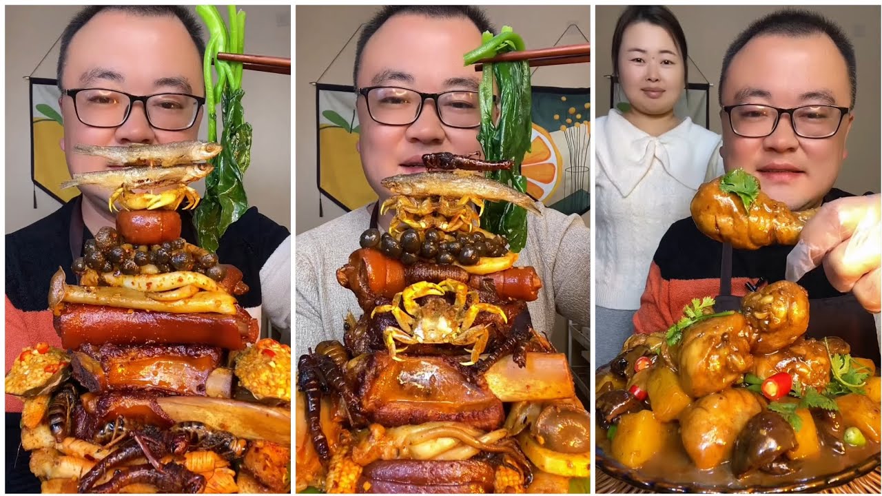 Mukbang#47 :Eat belly pork, 😋😋 Fried skewers. Noodles 🍜🍜#belly #mukbang #yummyfood