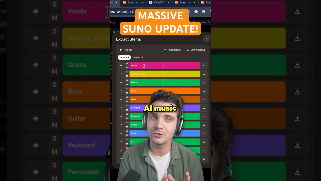 Suno AI Just Dropped This INSANE Music Editing Update that lets you Extract Stems! #suno #shorts