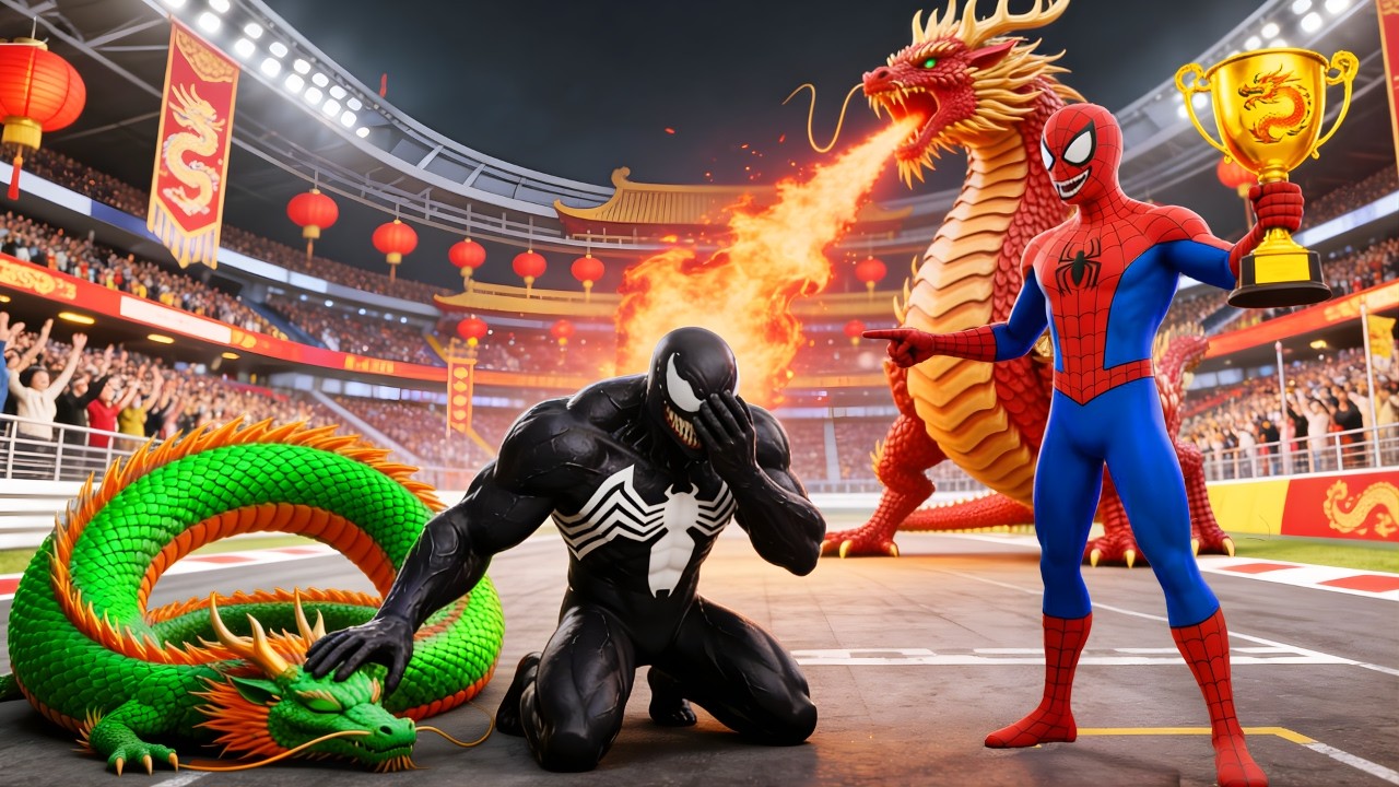 🐉🕷️SPIDERMAN Wins The Magic Legendary Dragon Racing Championship - Epic Racing Challenge