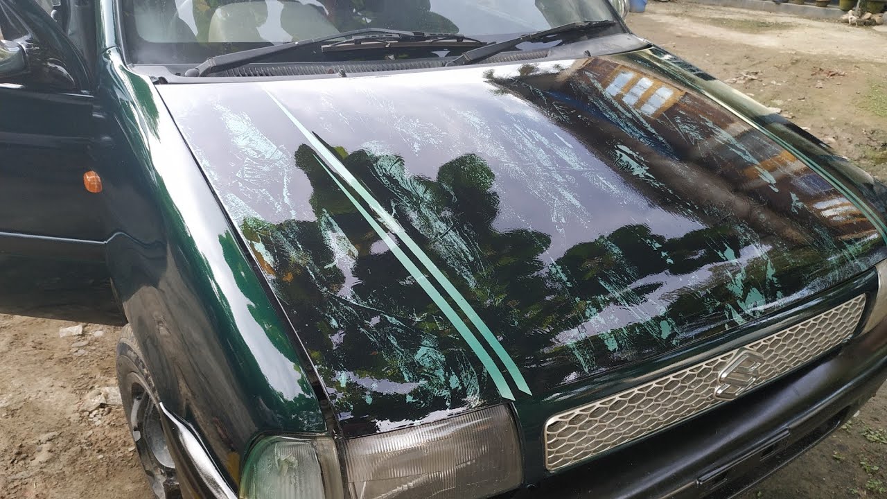 Maruti Zen Custom painting || Bonnet custom painting|| Spraying Candy Green