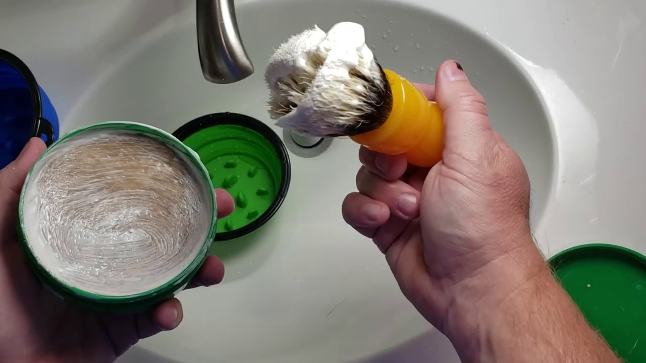 Lathering in the silicone bowl