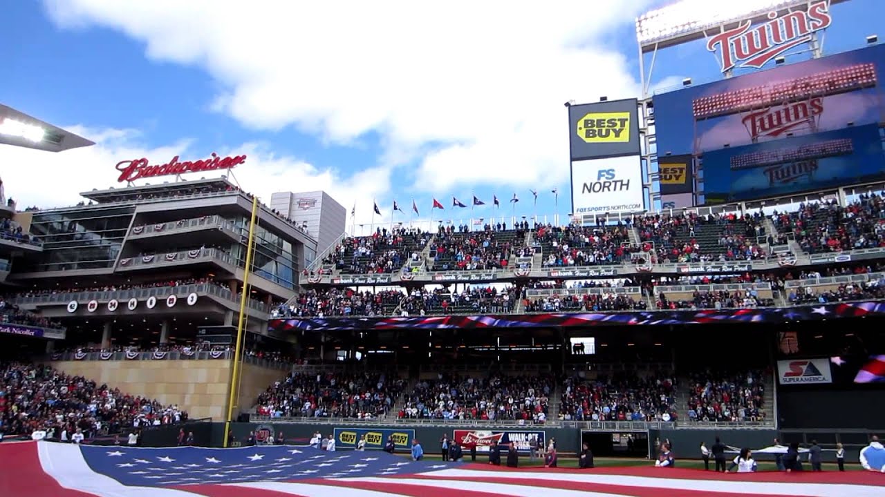 Target Field National Anthem 2012 Flag Ceremony B-52 Flyover