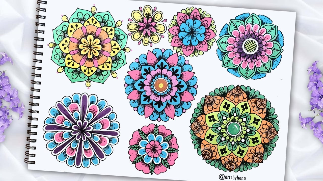 🌺Colorful Mandala art | 8 Small Mandala Art For beginners🌺