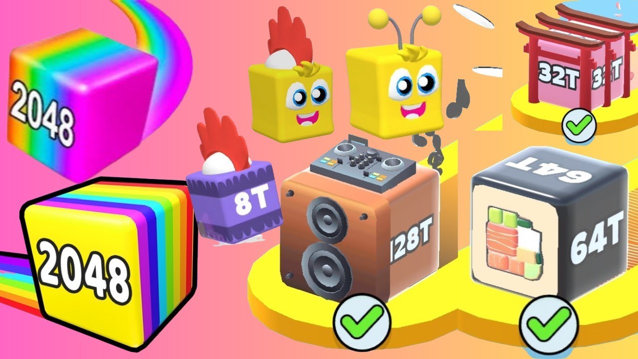 Most Satisfying 2048 Fusion Ever – Jelly Run & Happy Cubes #ballgameshub #cutiepie22yt 