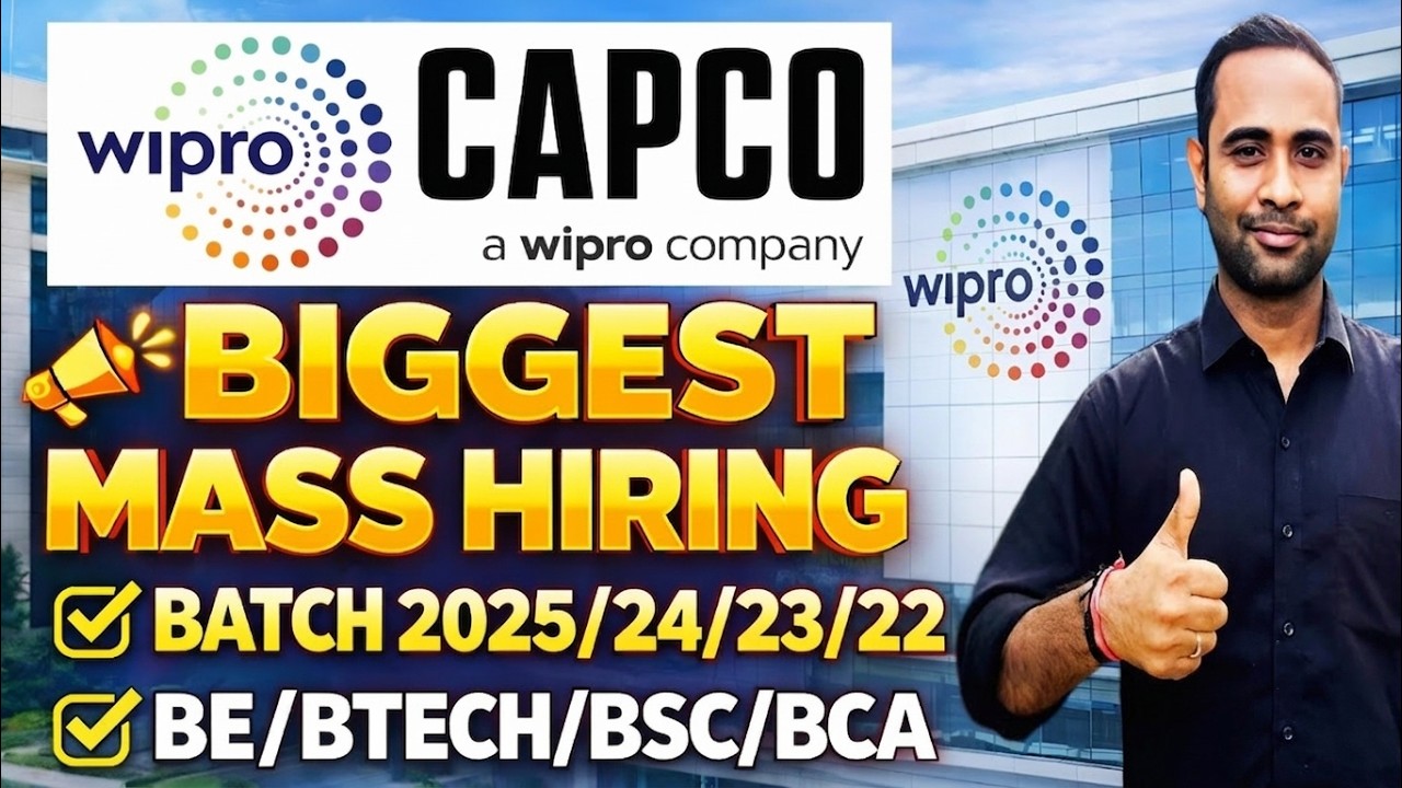 Wipro(CAPCO) Biggest Hiring | 2025/24/23/22 | Salary 5LPA | BE/BTECH/BSC/BCA