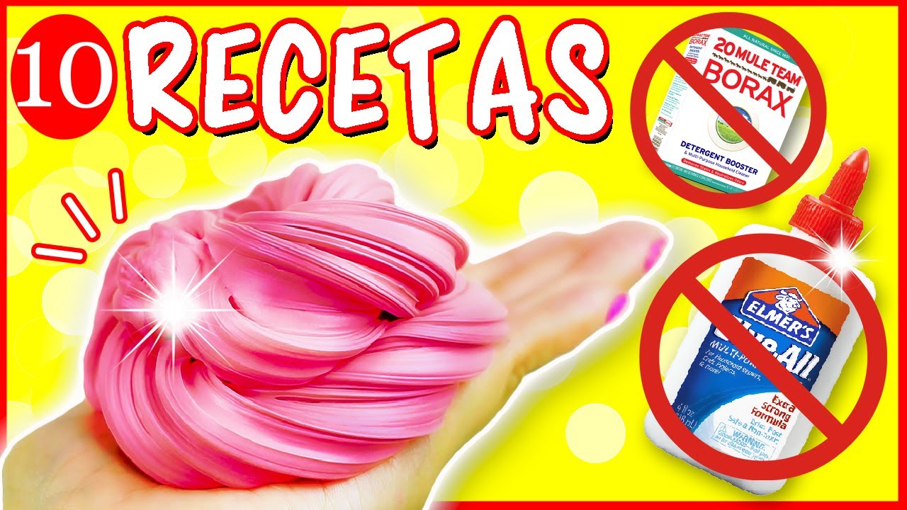 HAZ SLIME CON 2 INGREDIENTES SIN PEGAMENTO🔥 10 Recetas No BORAX, Almidón, Detergente, Solución