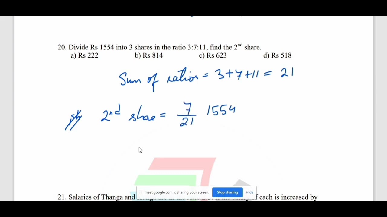 MSSSB Ratio & Proportion