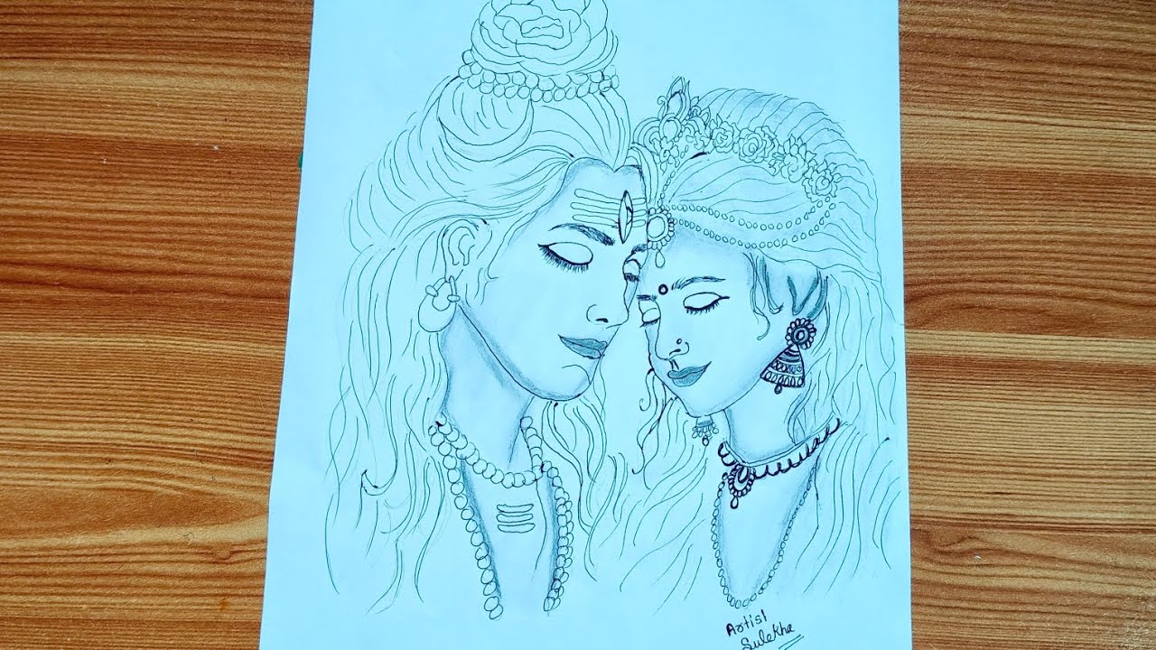 How to Draw Mahadev Parvati Drawing ll  Step by Step Mahashivratri Special 