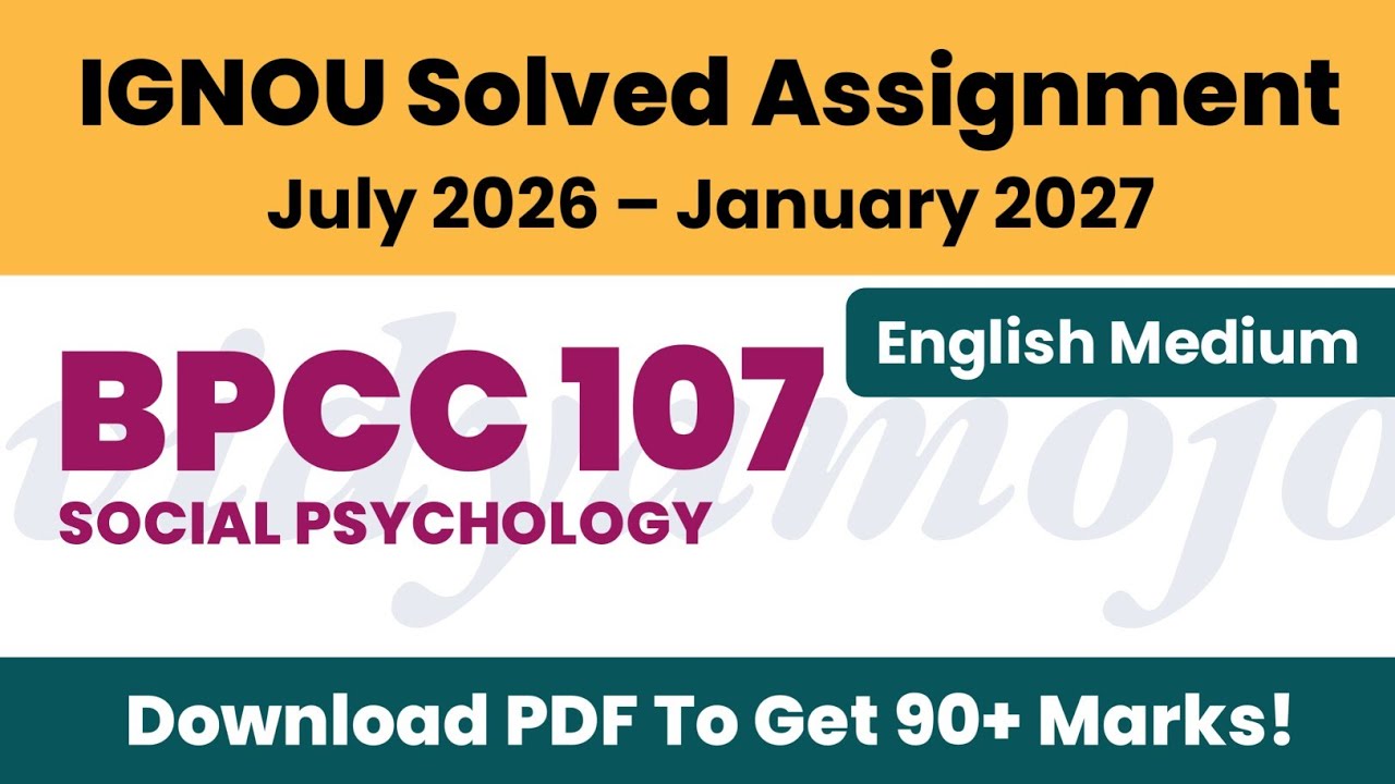 IGNOU BPCC 107 Solved Assignment 2026-27 English Medium PDF Download | BAFPC BAPCH BA Psychology