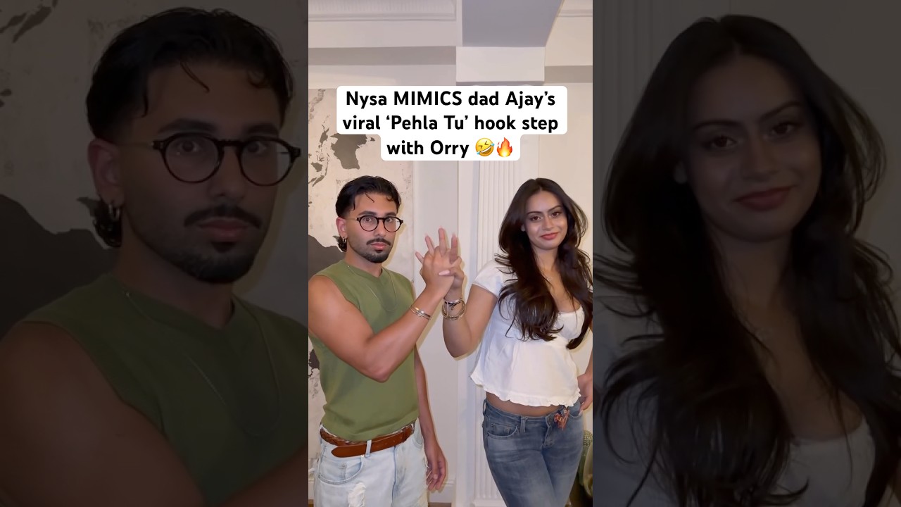 Nysa Devgan MIMICS dad Ajay Devgn&rsquo;s viral &lsquo;Pehla Tu Duja Tu&rsquo; hook step with Orry 🤣🤣🤣 #shorts #fun