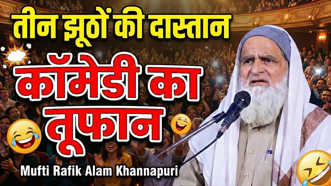 तीन झूठों की दास्तान कॉमेडी का तूफान Mufti Rafique Alam Khannapuri Funny Bayan 2026 Ramzan special