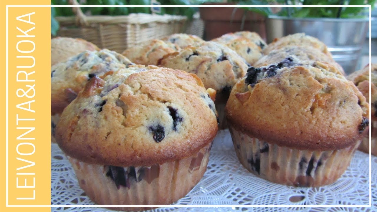 Mustikka-valkosuklaamuffinssit