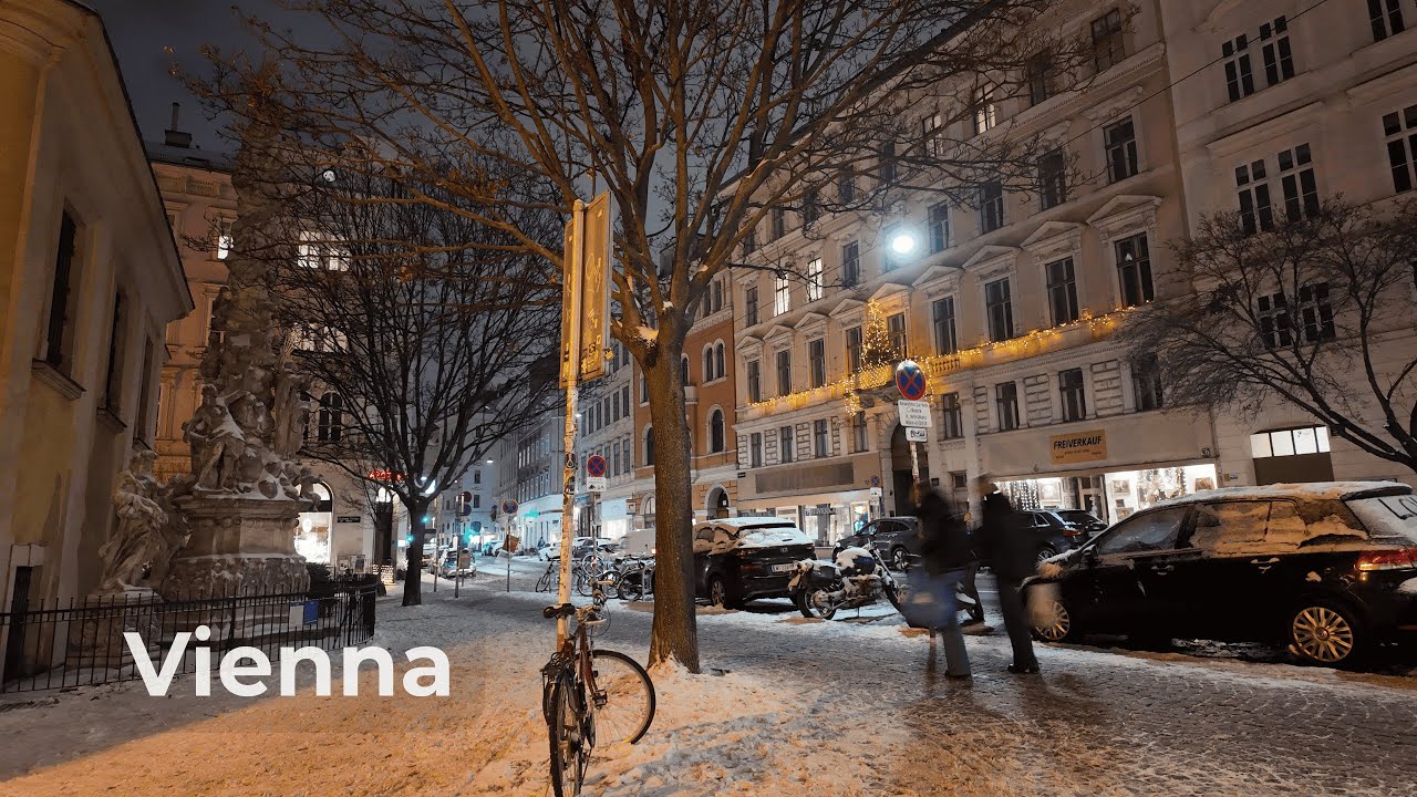 Vienna Snowy Night Walk ❄️ 4K | Silent Winter Walk in Vienna Streets