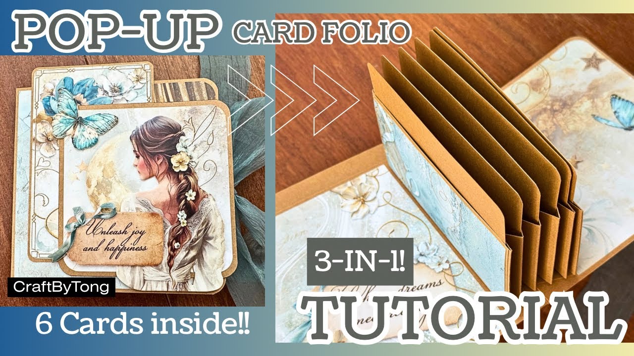 3-In-1 DIY Tutorial✂️: EASY Pop Up Card Folio With 6 Slots! | Scrapbook Ideas | Card Holder