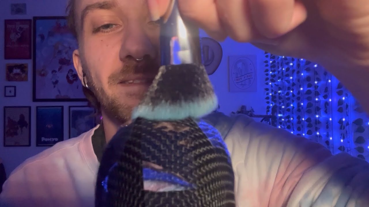ASMR | Brushing Clear Tape On The Mic (high gain)