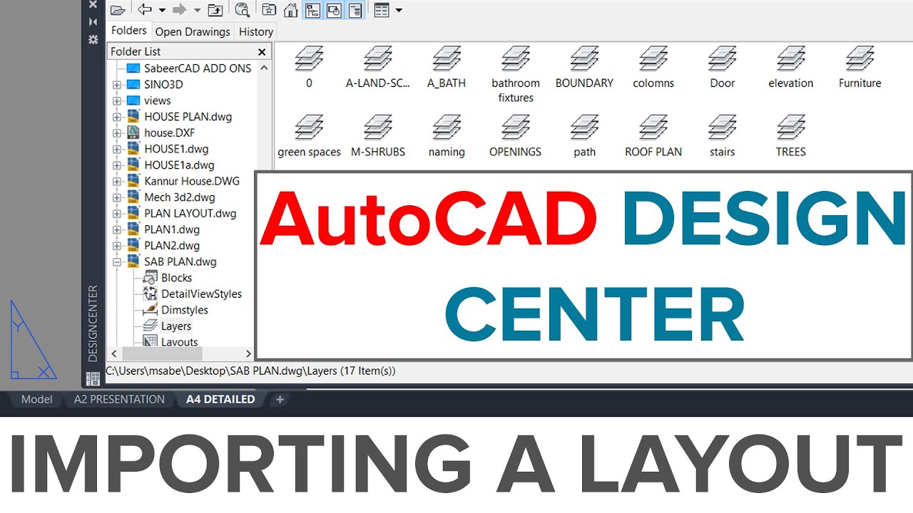 AUTOCAD DESIGN CENTER | IMPORTING A LAYOUTS  | AUTOCAD ADCENTER COMMAND