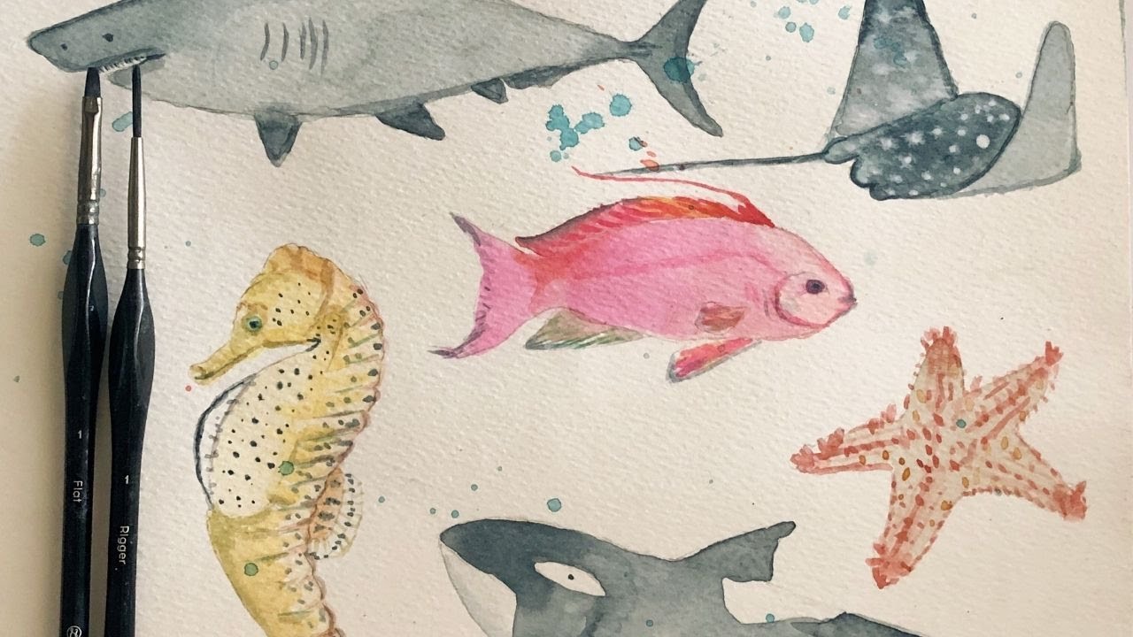 HOW TO PAINT WATERCOLOR SEA CREATURES | Sea Life Painting Tutorial